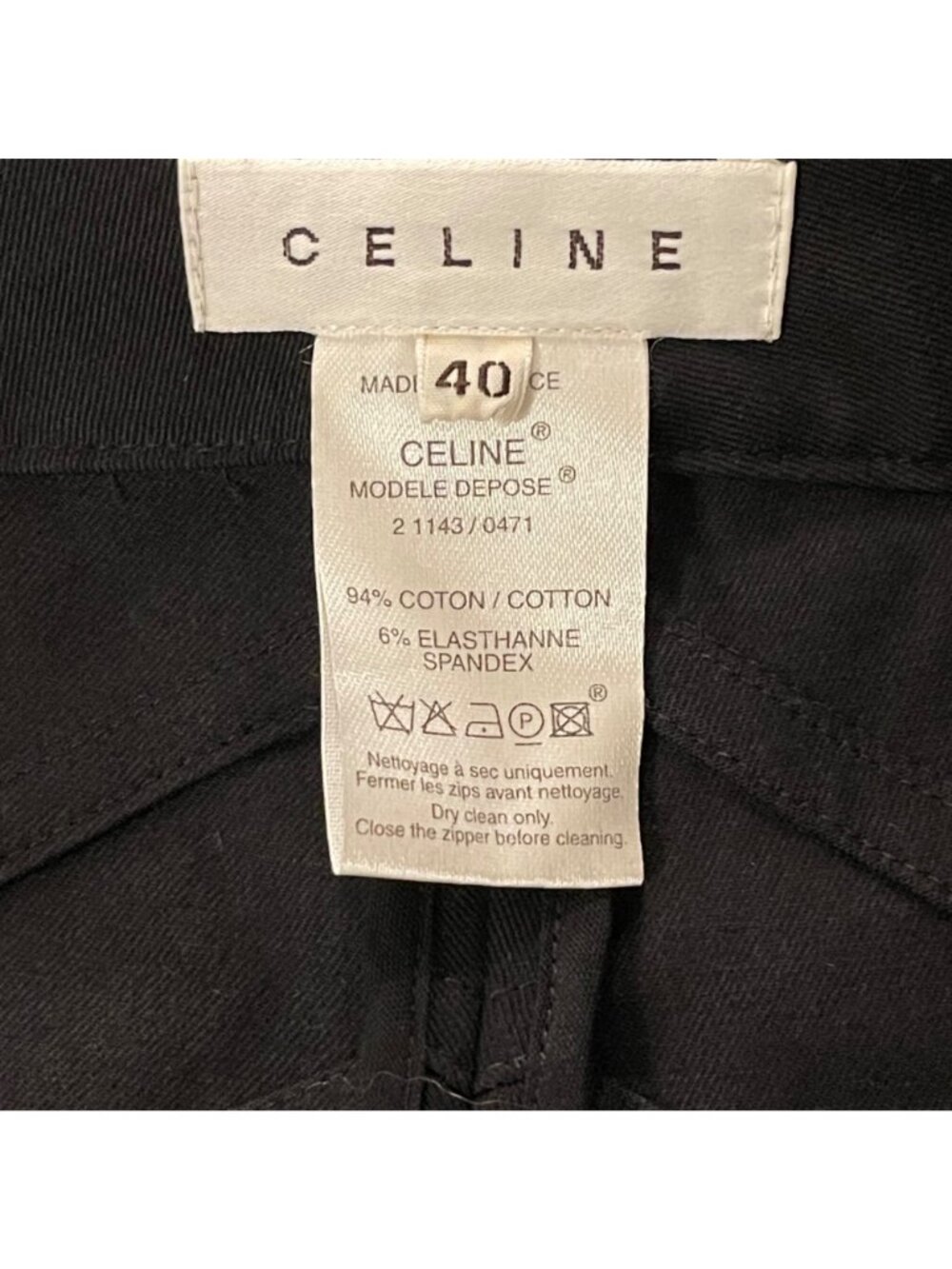 Celine Black Skinny Pants Gold Zipper Details Cotton Spandex Blend Sz 8 or FR40 - Picture 3 of 9